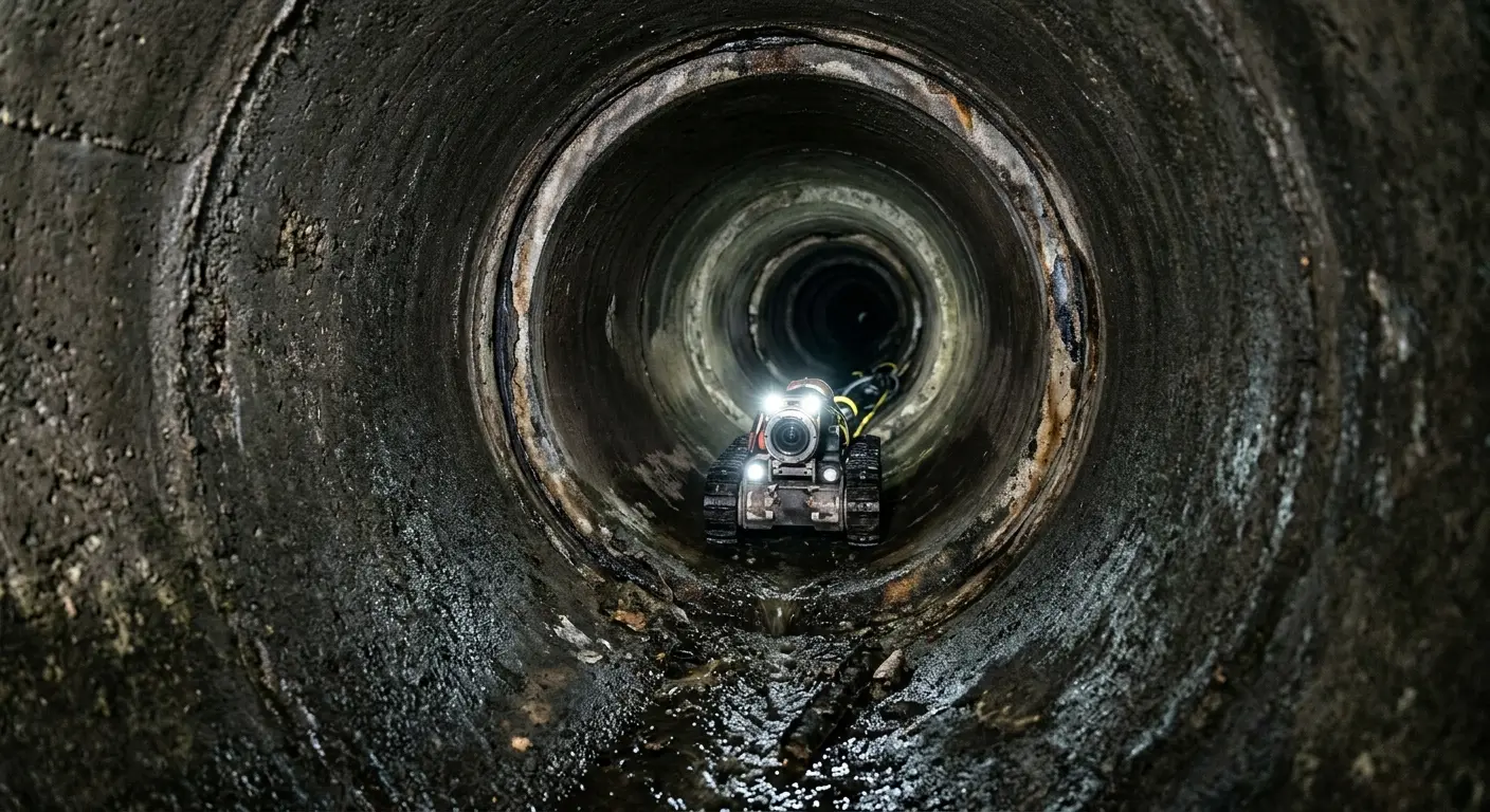Robotic sewer camera inspecting pipe interior for Sewer Line Repair in Sunbury